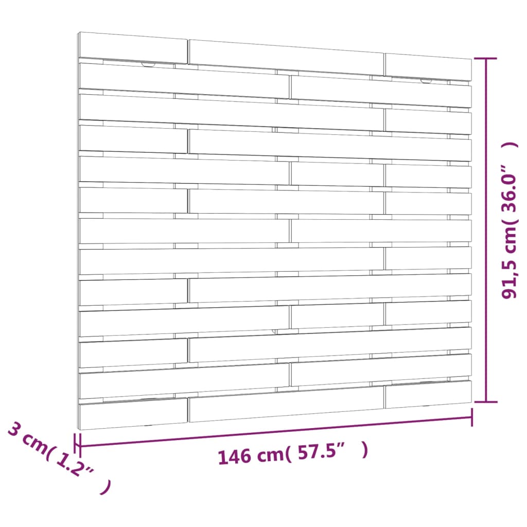 vidaXL Hoofdbord wandmontage 146x3x91,5 cm grenenhout honingbruin