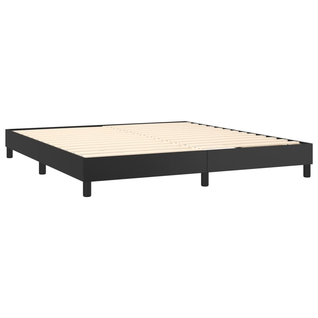 vidaXL Boxspring met matras kunstleer zwart 180x200 cm