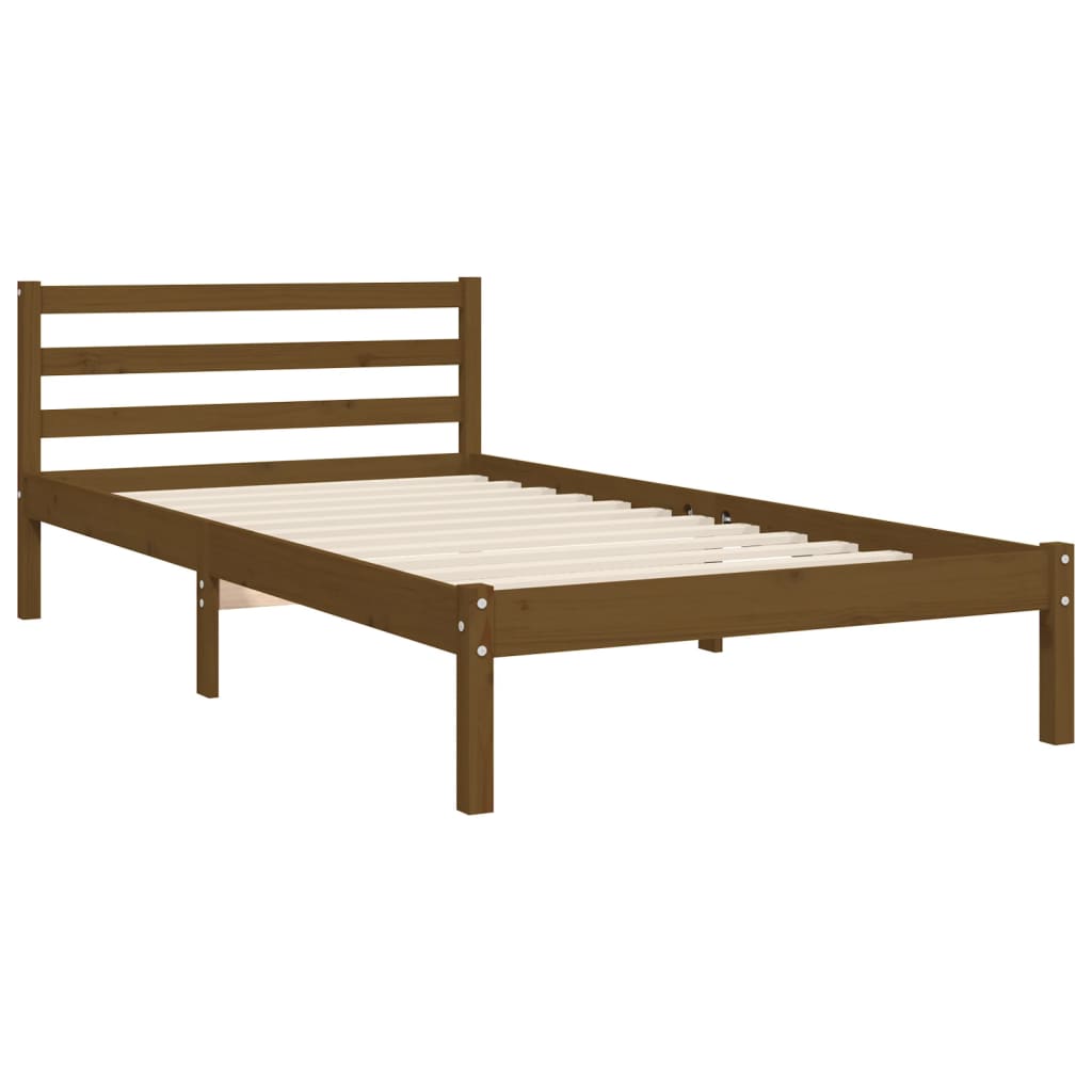 vidaXL Bedframe met hoofdbord massief hout honingbruin 90x200 cm