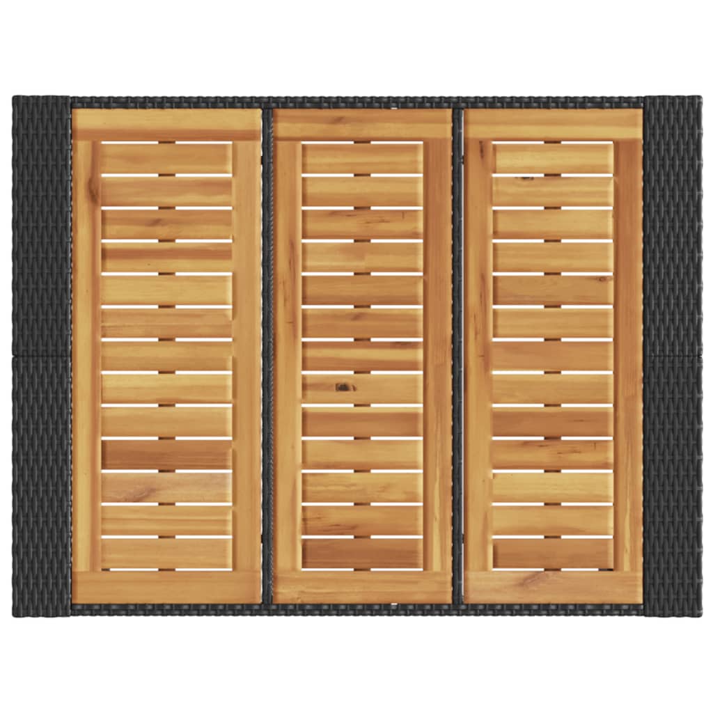 vidaXL Tuinbartafel acaciahouten blad 105x80x110 cm poly rattan zwart