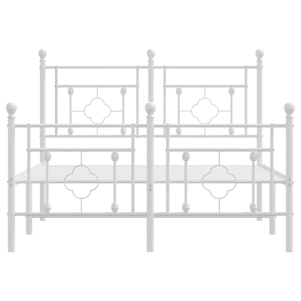 vidaXL Bedframe met hoofd- en voeteneinde metaal wit 120x200 cm