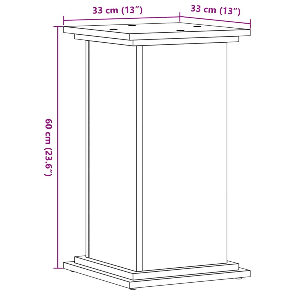 vidaXL Plantenstandaard 33x33x60 cm bewerkt hout gerookt eikenkleurig