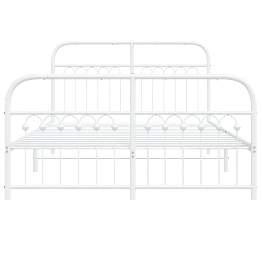 vidaXL Bedframe met hoofd- en voeteneinde metaal wit 140x190 cm