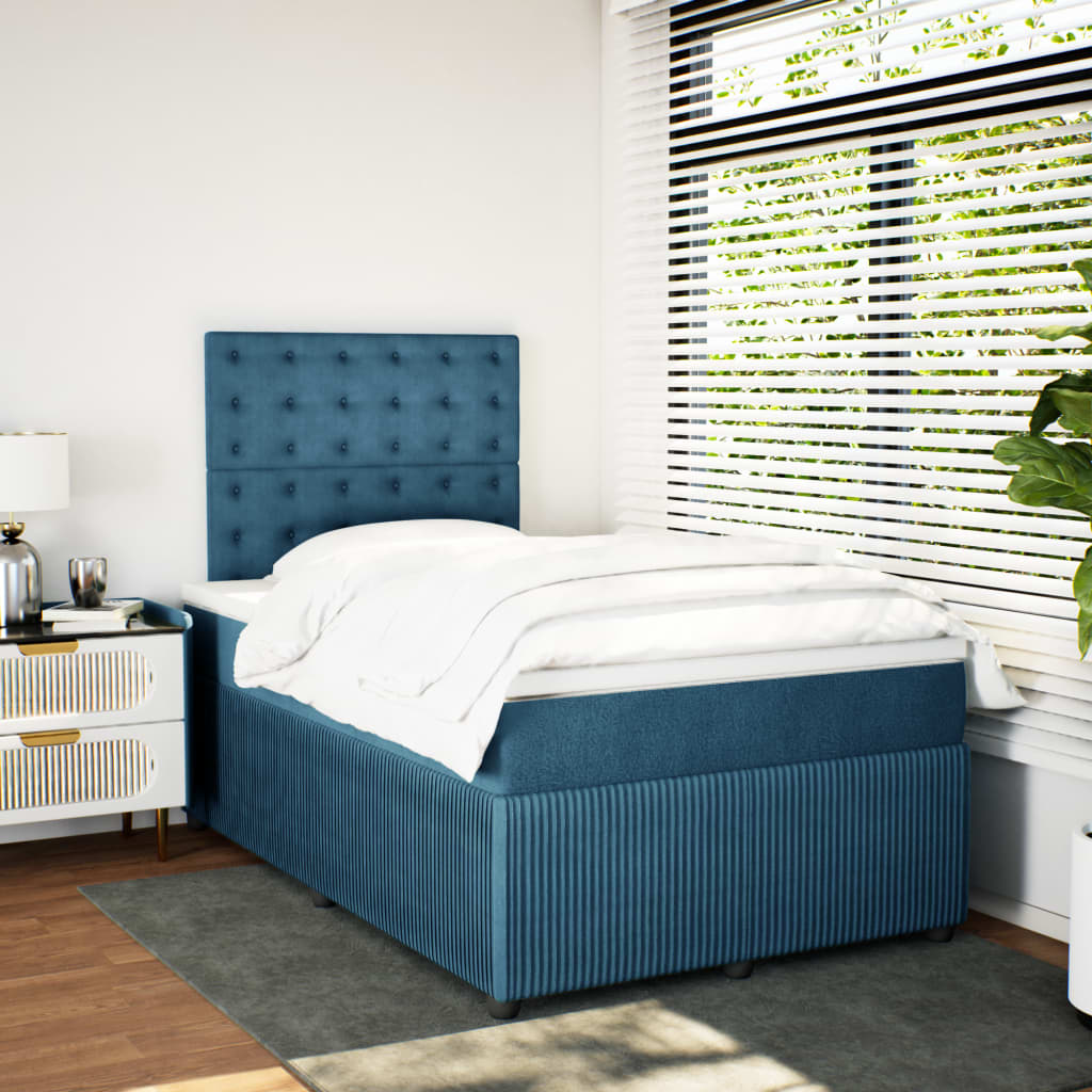 vidaXL Boxspring met matras fluweel blauw 120x190 cm