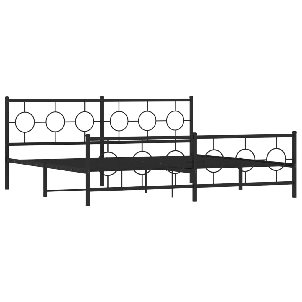 vidaXL Bedframe met hoofd- en voeteneinde metaal zwart 200x200 cm