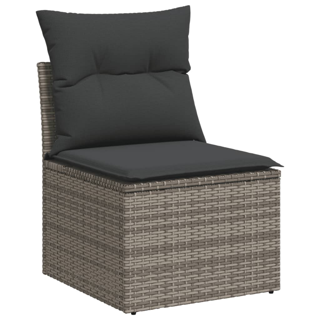 vidaXL 14-delige Loungeset met kussens poly rattan grijs