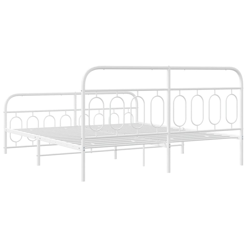 vidaXL Bedframe met hoofd- en voeteneinde metaal wit 183x213 cm