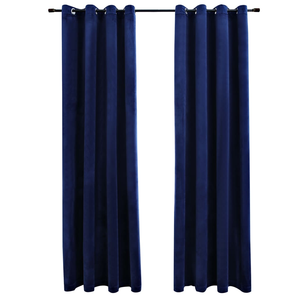 vidaXL Gordijn verduisterend met ringen 2 st 140x175 cm fluweel blauw