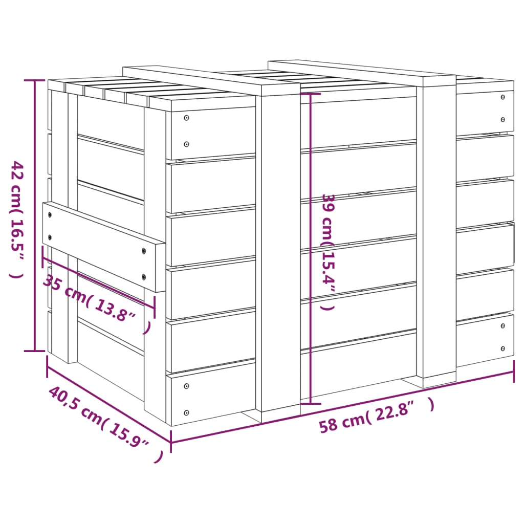 vidaXL Opbergbox 58x40,5x42 cm massief grenenhout honingbruin