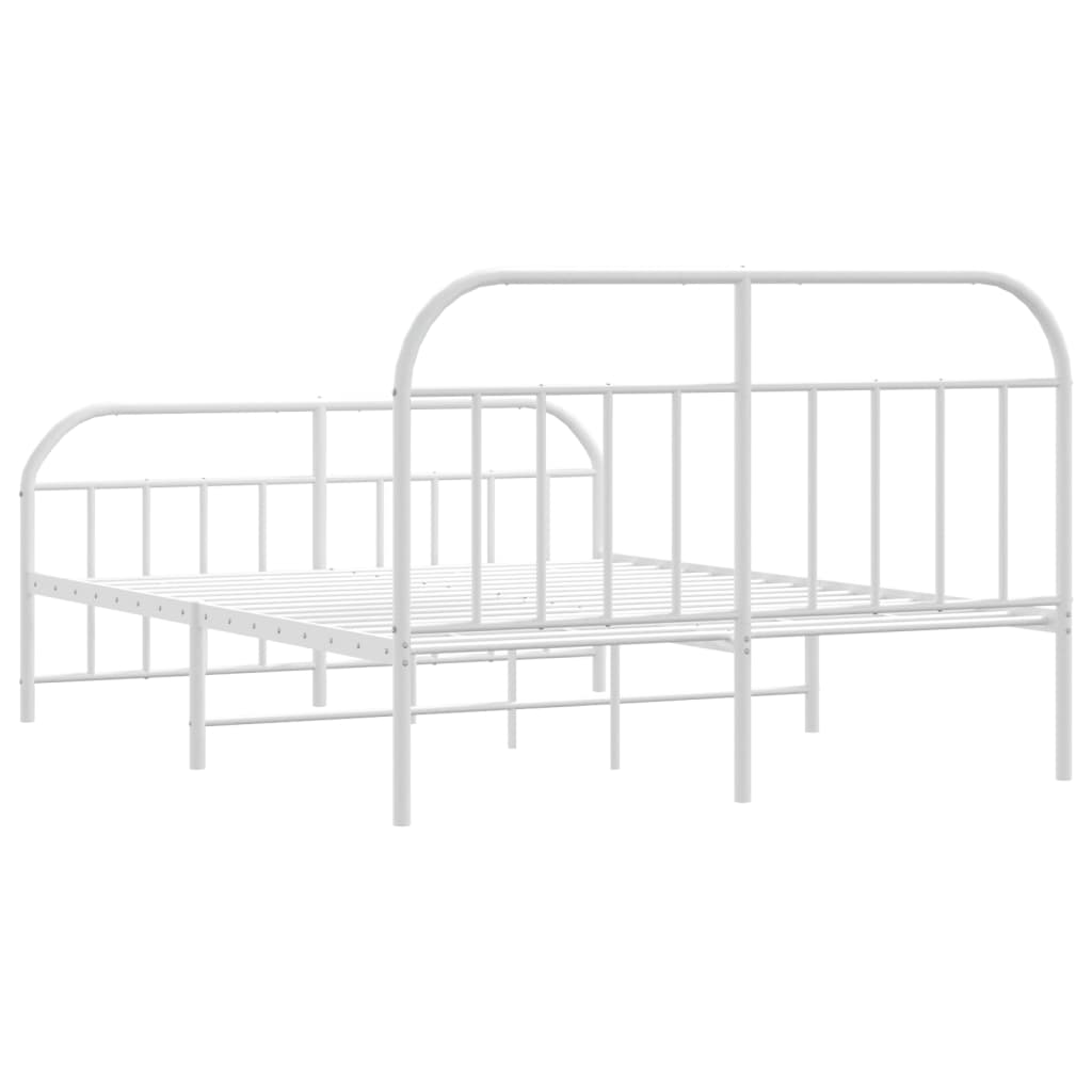 vidaXL Bedframe met hoofd- en voeteneinde metaal wit 150x200 cm