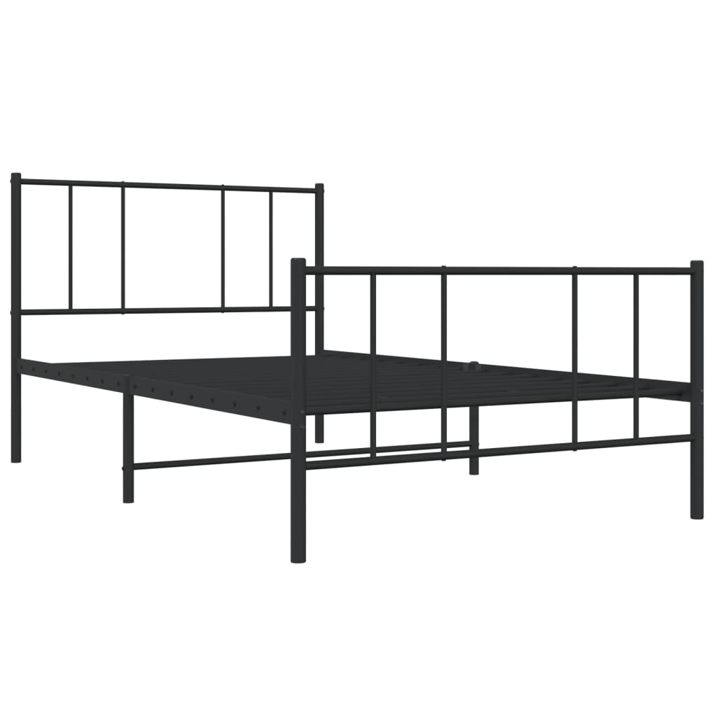 vidaXL Bedframe met hoofd- en voeteneinde metaal zwart 100x190 cm