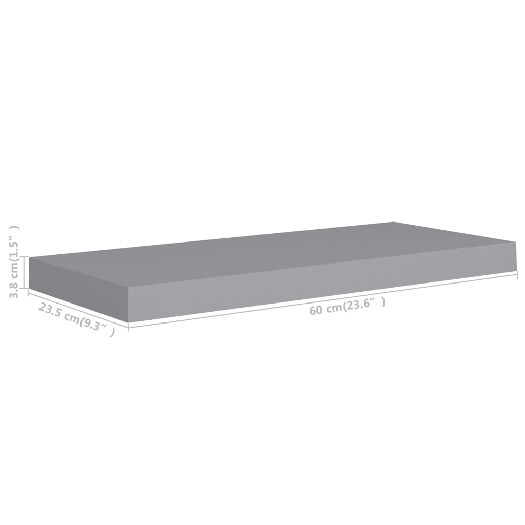 vidaXL Wandschappen zwevend 4 st 60x23,5x3,8 cm MDF grijs