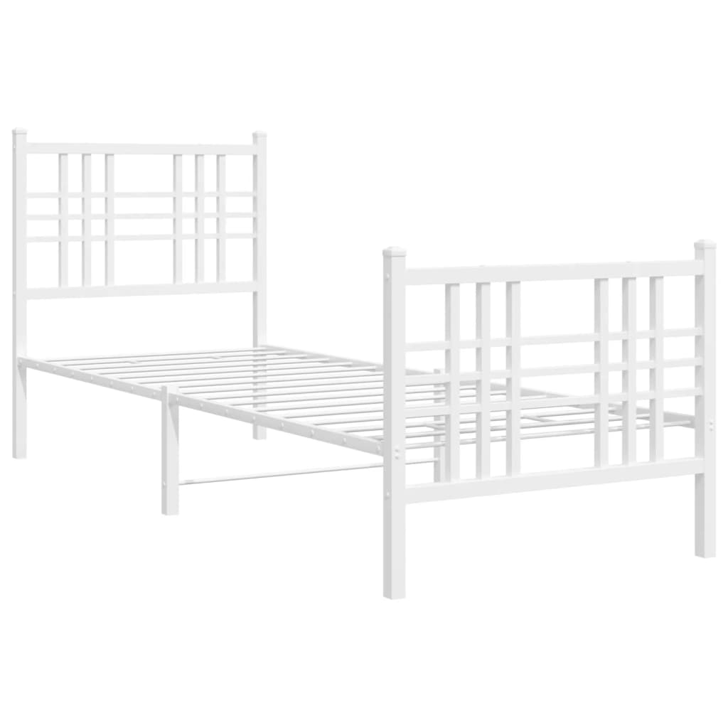 vidaXL Bedframe met hoofd- en voeteneinde metaal wit 75x190 cm