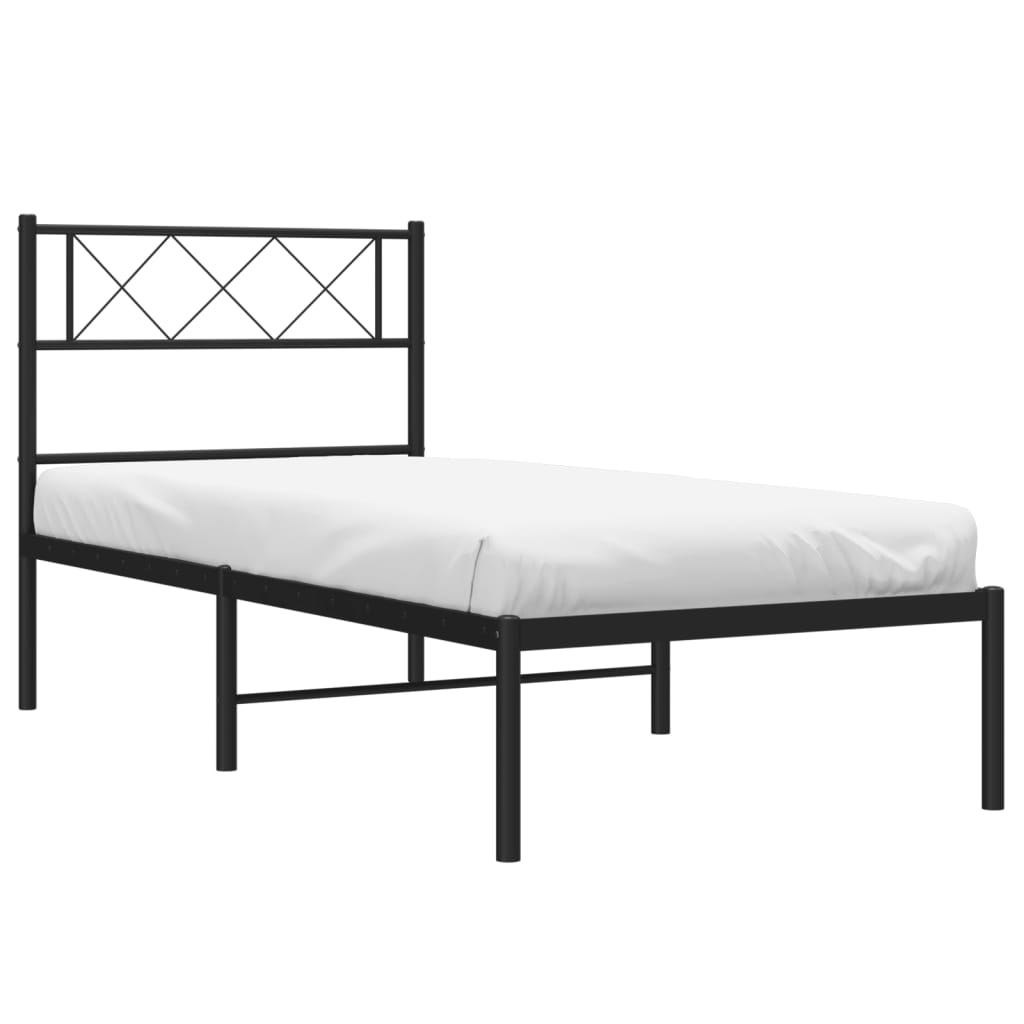 vidaXL Bedframe met hoofdbord metaal zwart 80x200 cm