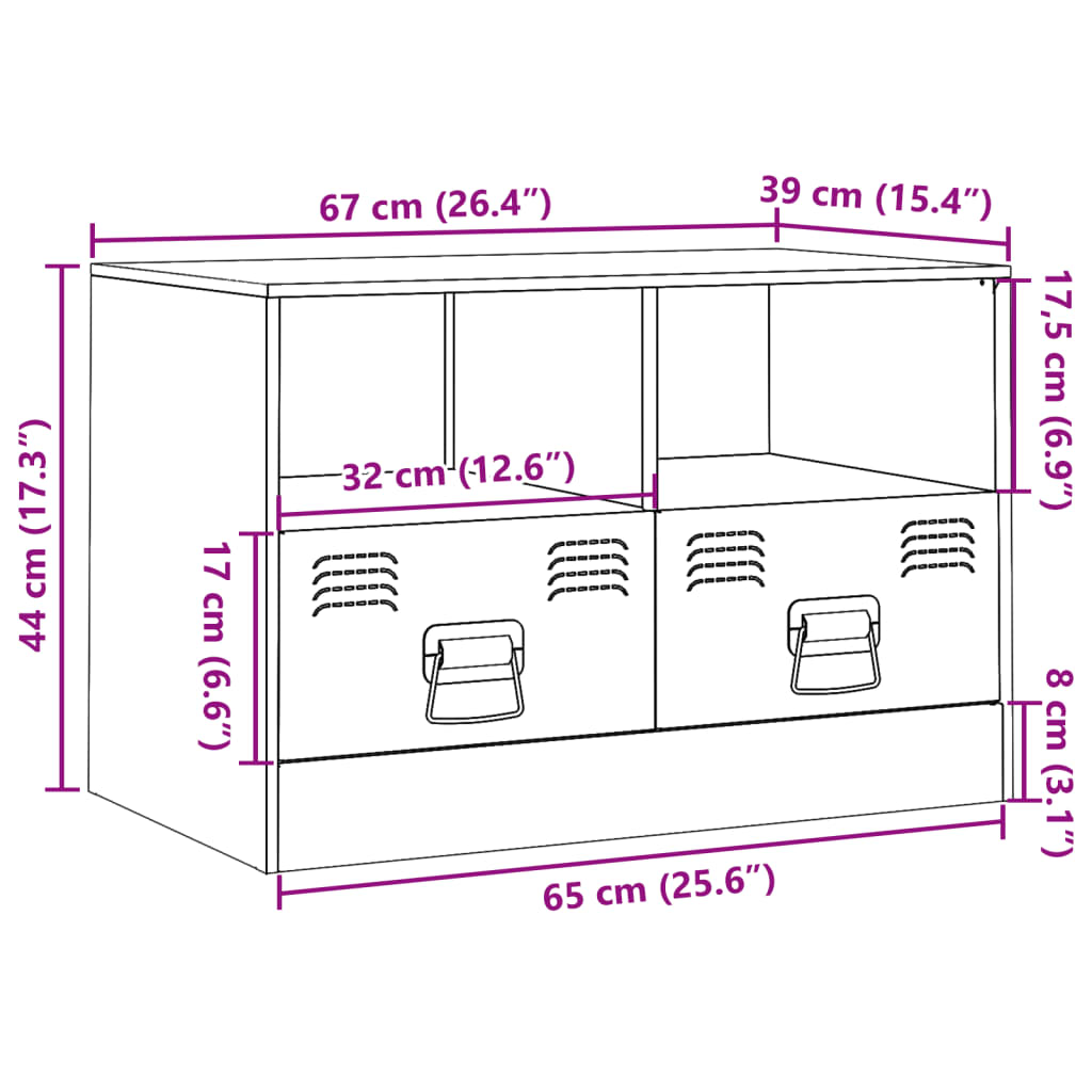 vidaXL Tv-meubel 67x39x44 cm staal zwart