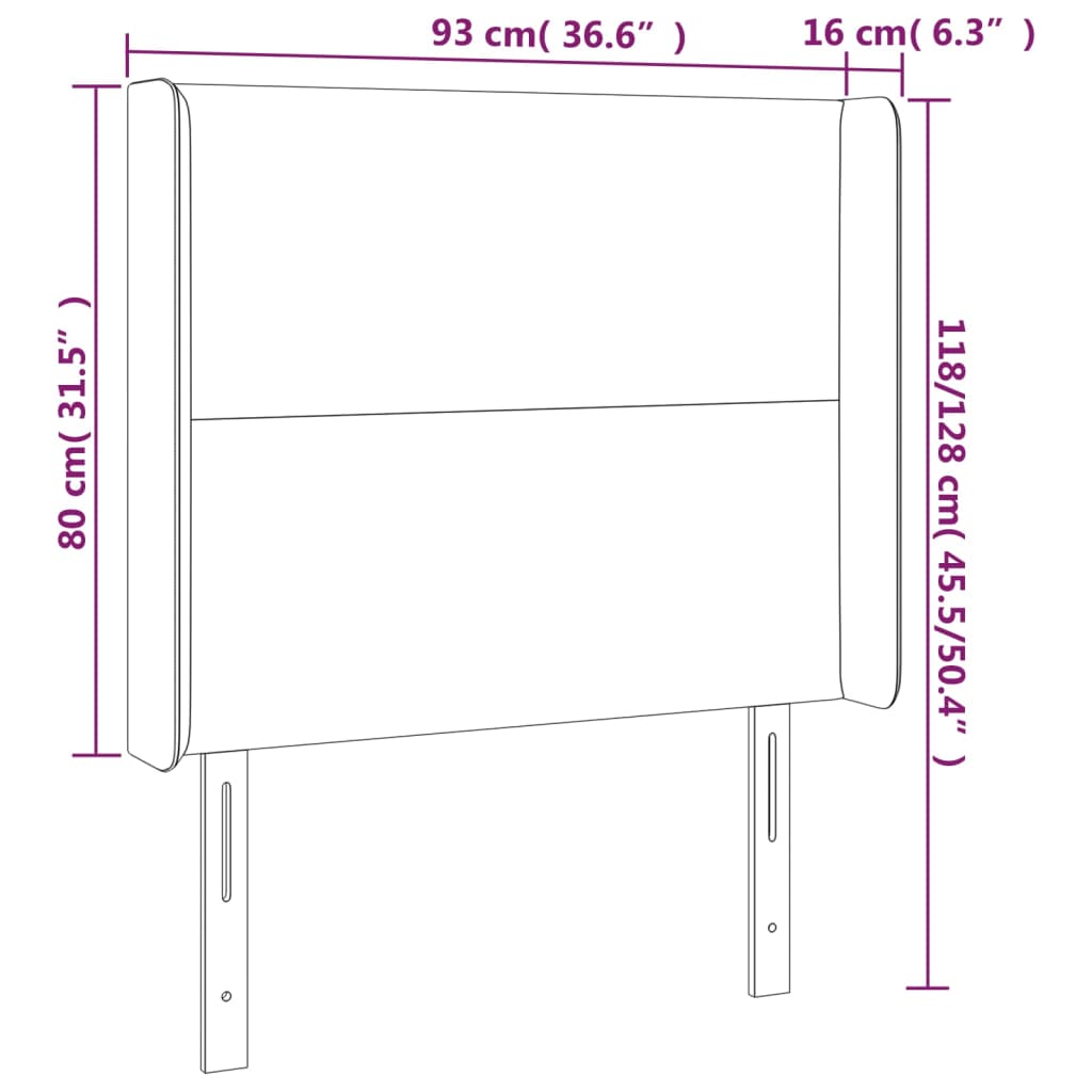 vidaXL Hoofdbord met randen 93x16x118/128 cm kunstleer cappuccinokleur