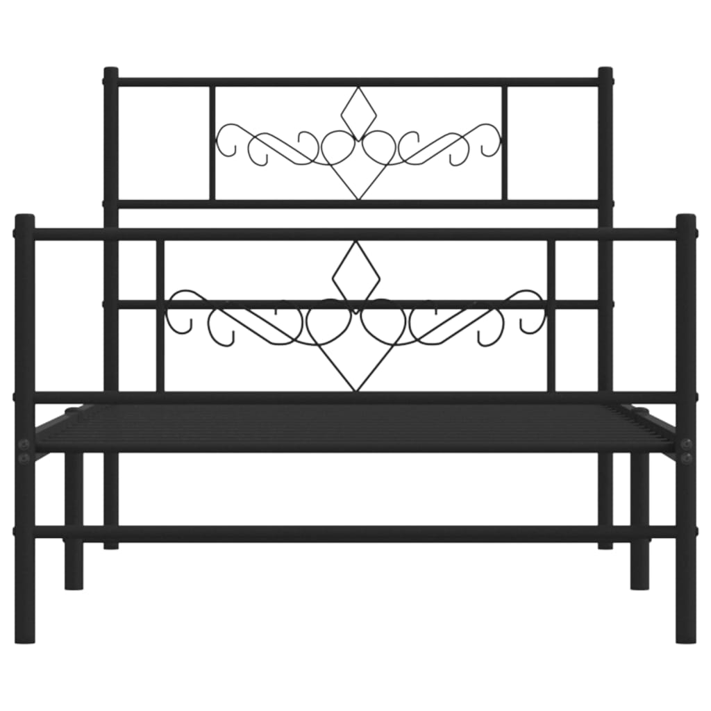 vidaXL Bedframe met hoofd- en voeteneinde metaal zwart 100x190 cm