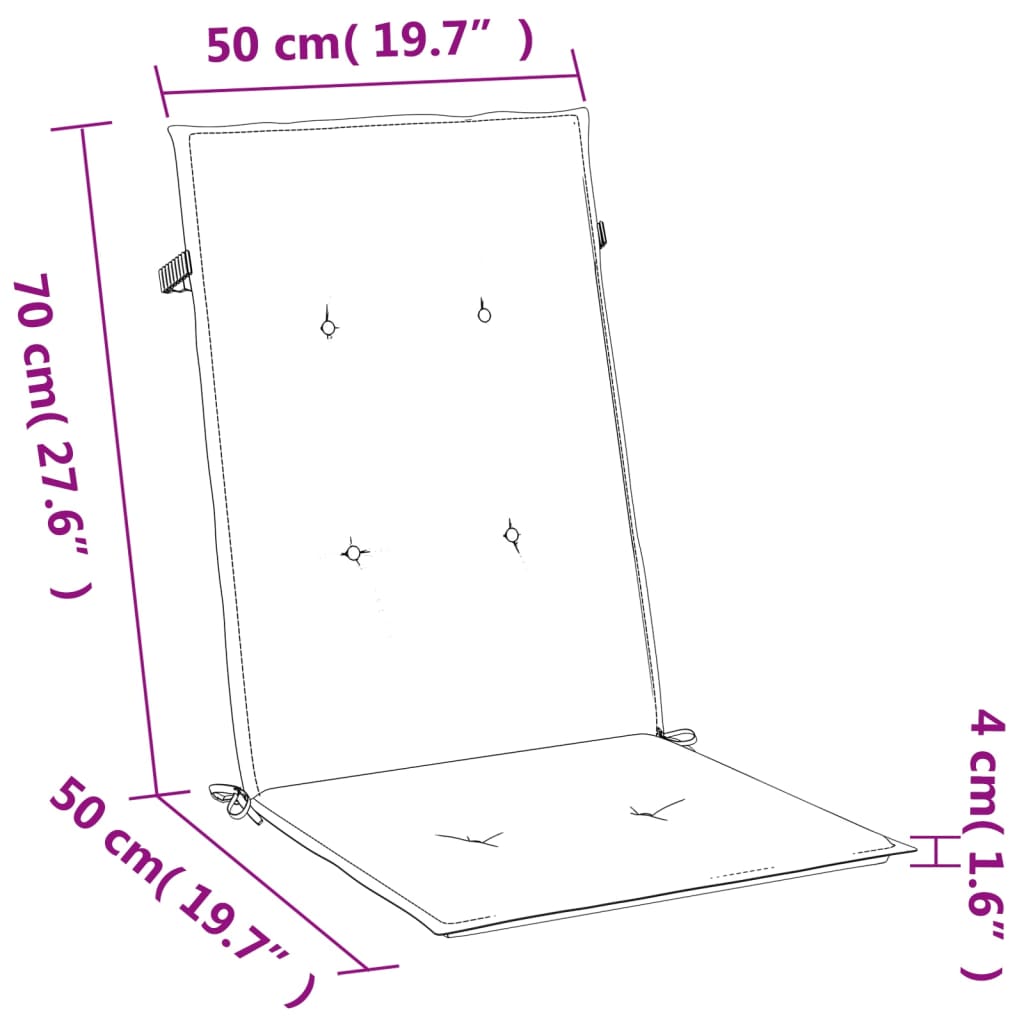 vidaXL Stoelkussens 2 st hoge rug 120x50x4 cm stof donkergrijs