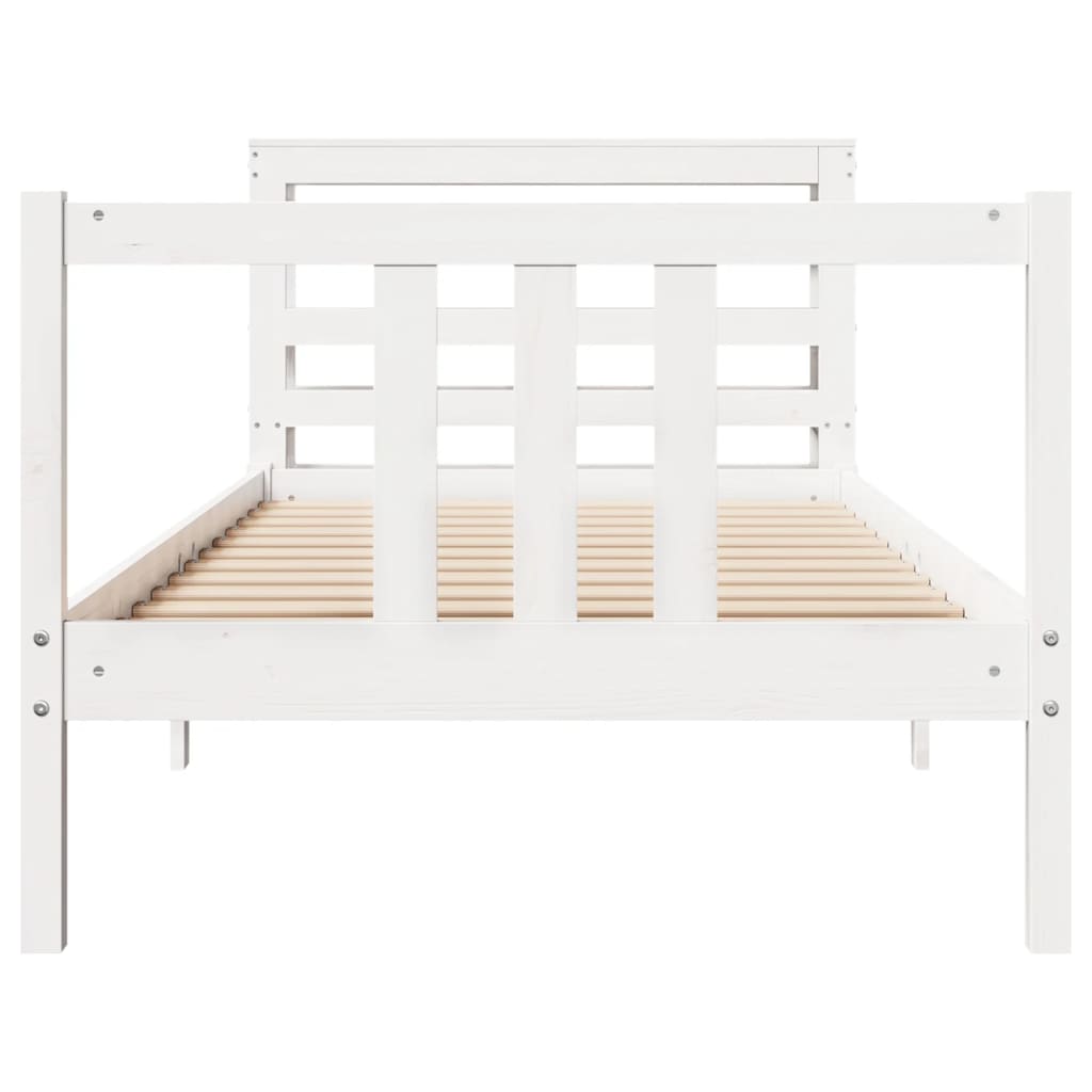 vidaXL Bedframe met hoofdeinde 100x200 cm massief grenenhout wit