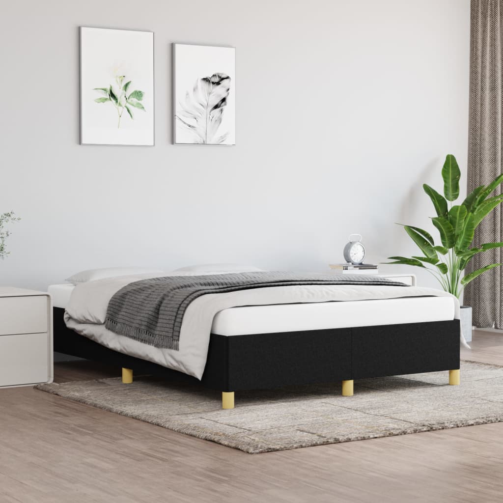 vidaXL Bedframe zonder matras stof zwart 140x190 cm