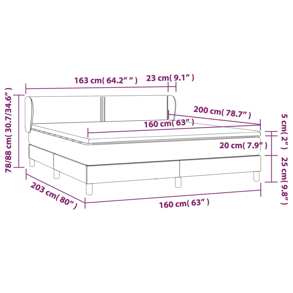 vidaXL Boxspring met matras stof crèmekleurig 160x200 cm