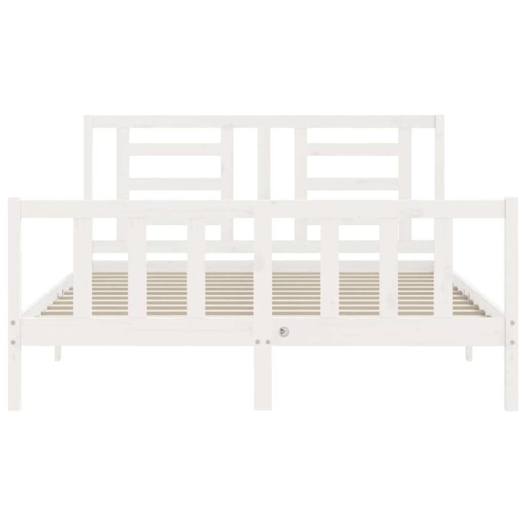 vidaXL Bedframe met hoofdbord massief hout wit