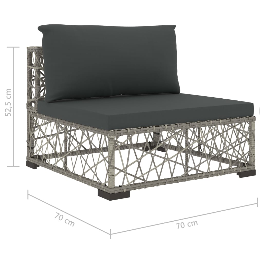 vidaXL 6-delige Loungeset met kussens poly rattan grijs