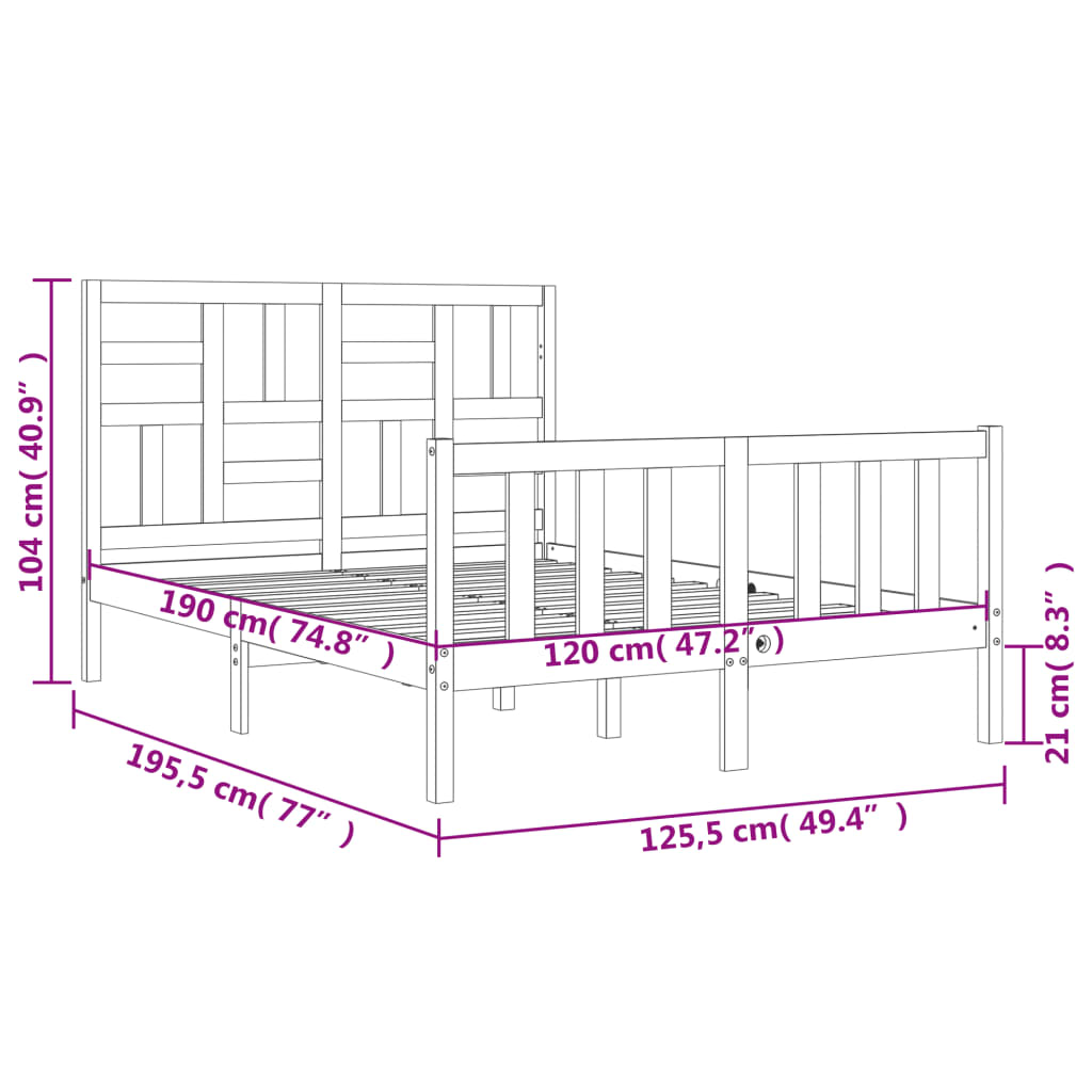 vidaXL Bedframe met hoofdbord massief hout zwart