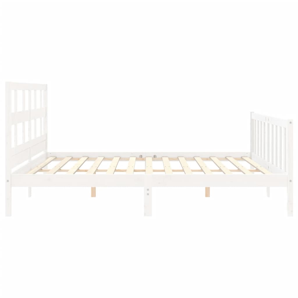 vidaXL Bedframe met hoofdbord massief hout wit 200x200 cm