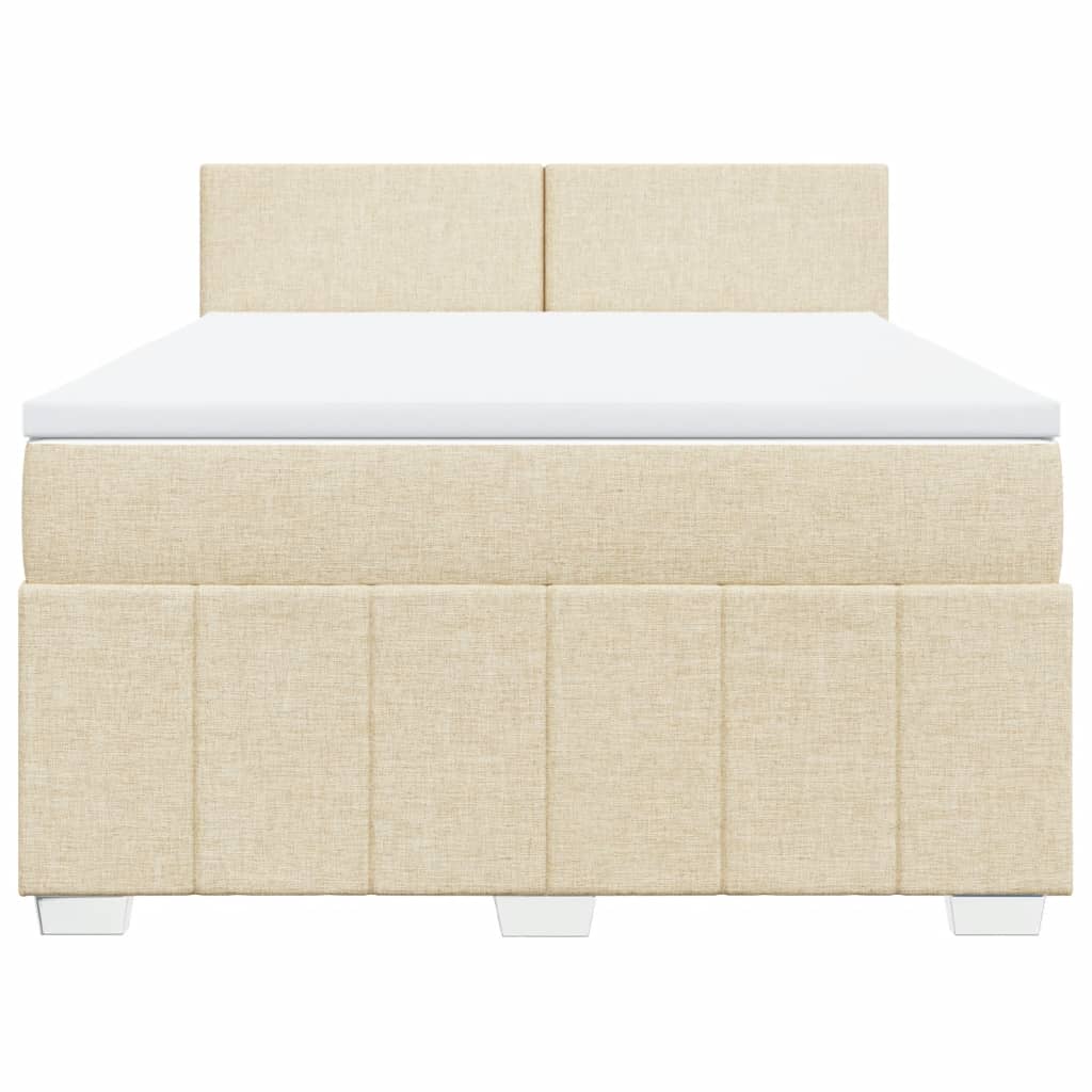 vidaXL Boxspring met matras stof crèmekleurig 140x190 cm