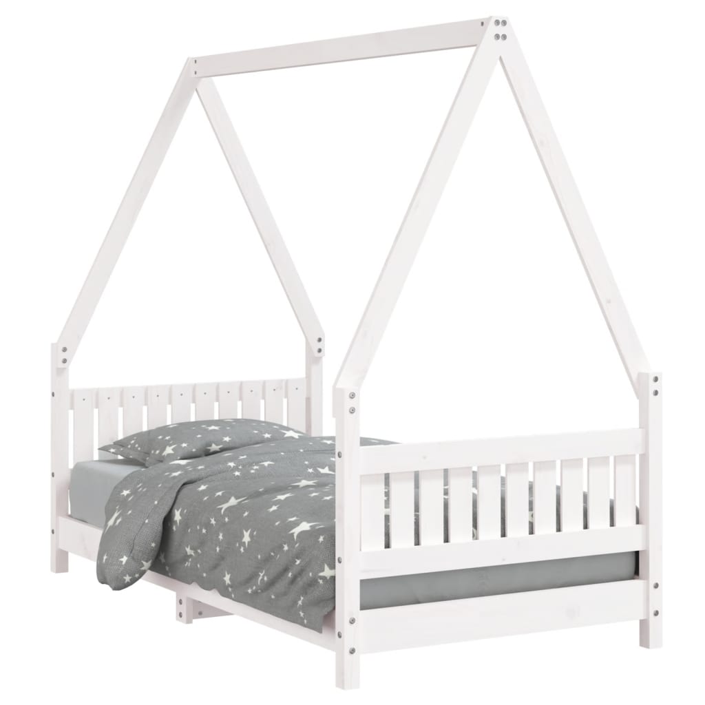 vidaXL Kinderbedframe 80x160 cm massief grenenhout wit