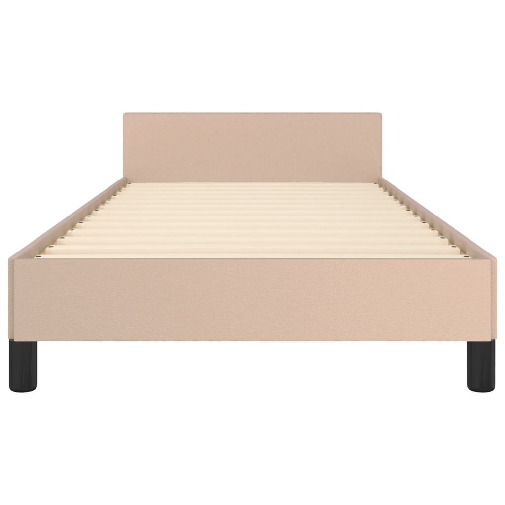 vidaXL Bedframe met hoofdbord kunstleer cappuccinokleurig 90x200 cm