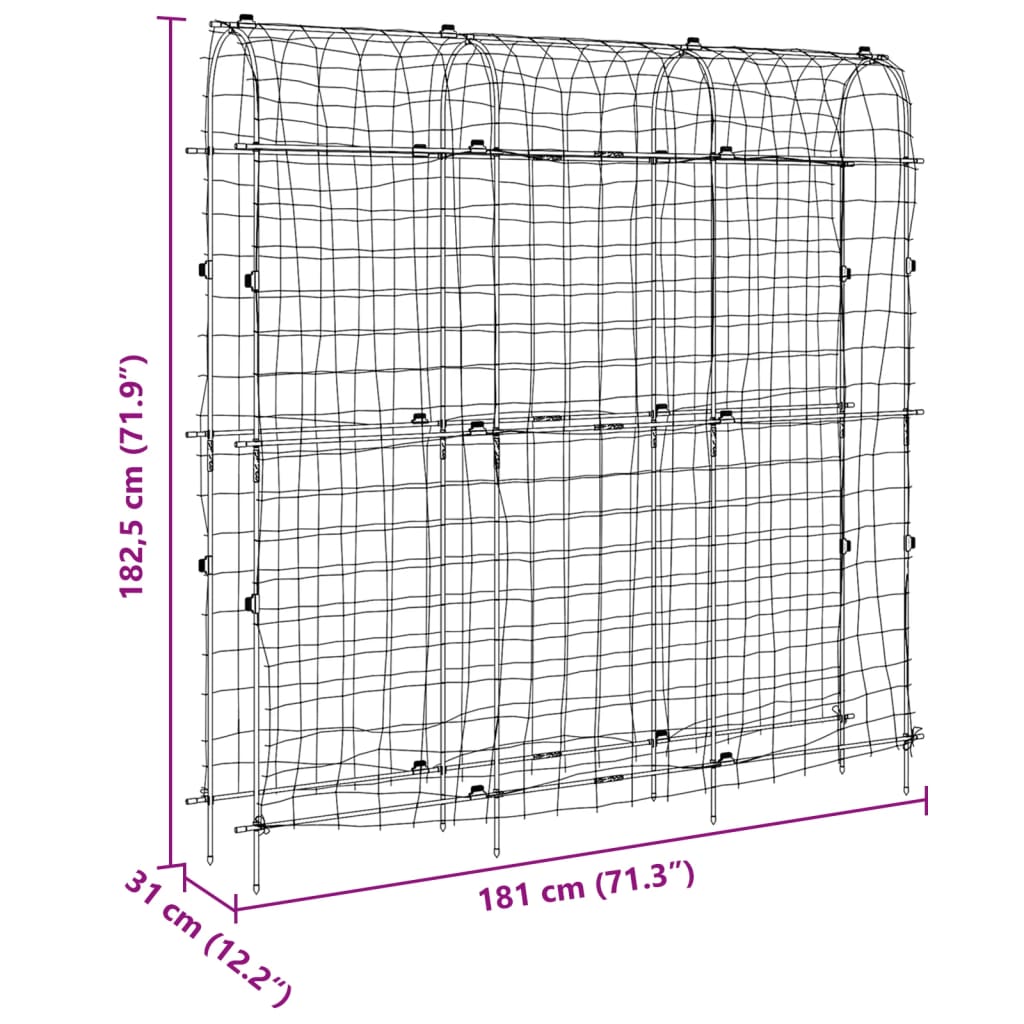 vidaXL Plantenklimrek U-vorm 181x31x182,5 cm staal