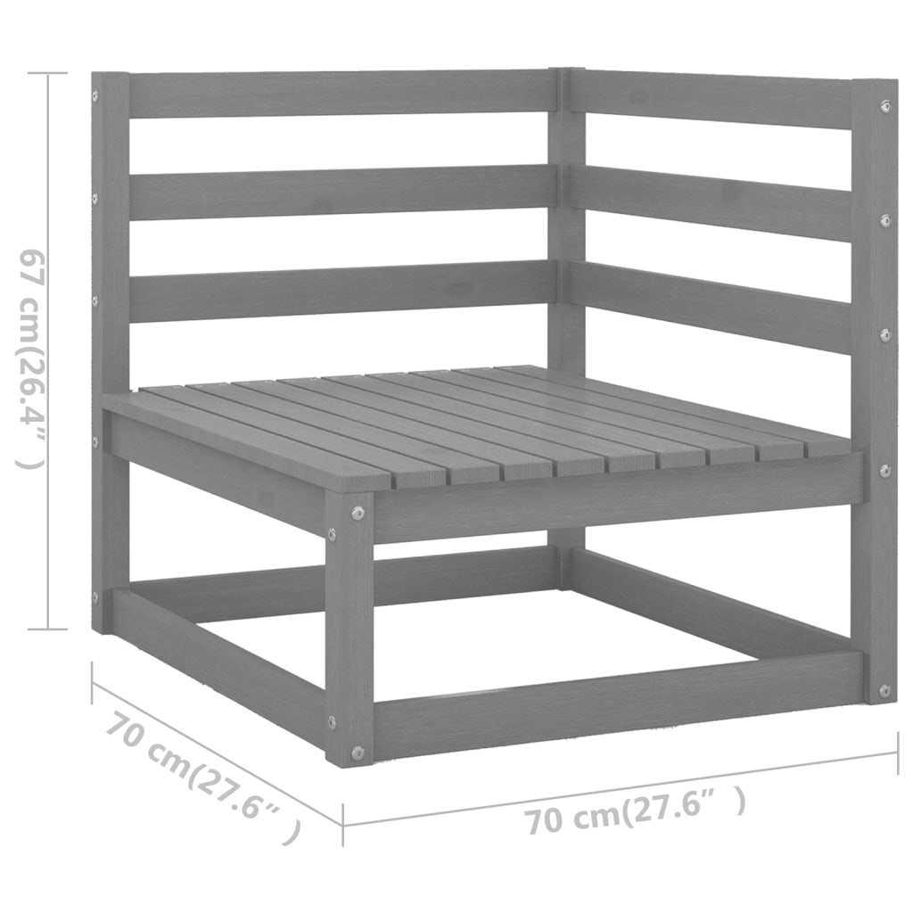 vidaXL 8-delige Loungeset massief grenenhout grijs