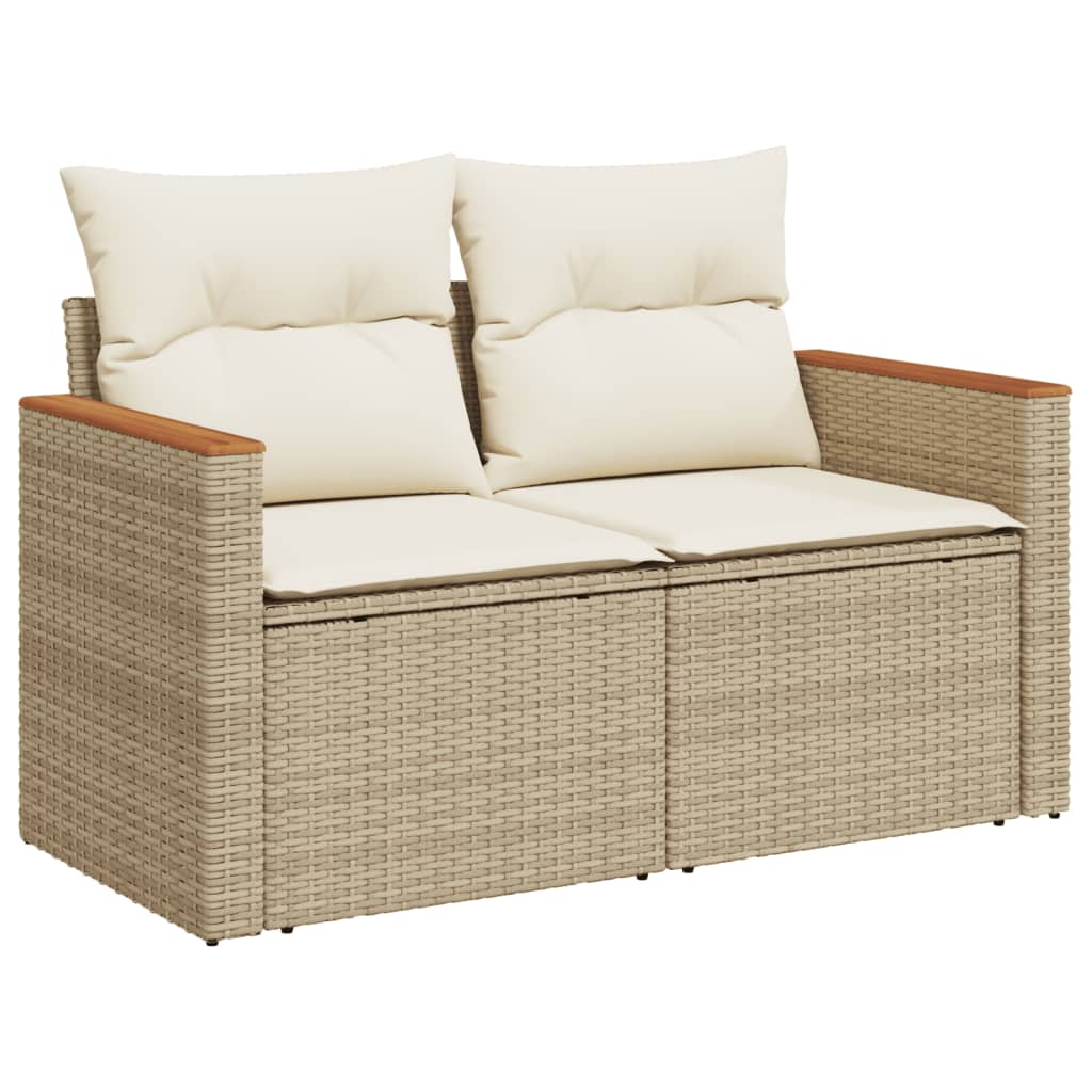 vidaXL 7-delige Loungeset met kussens poly rattan beige