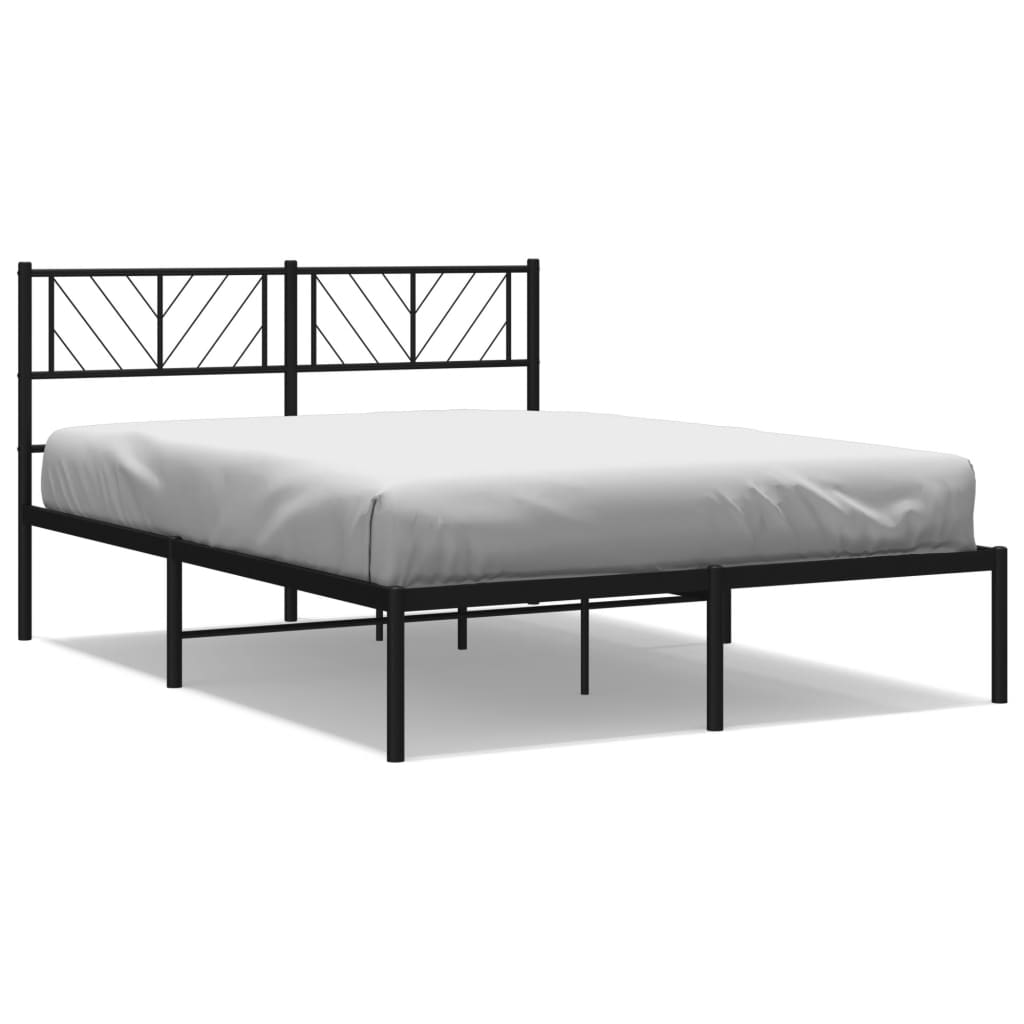 vidaXL Bedframe met hoofdbord metaal zwart 150x200 cm