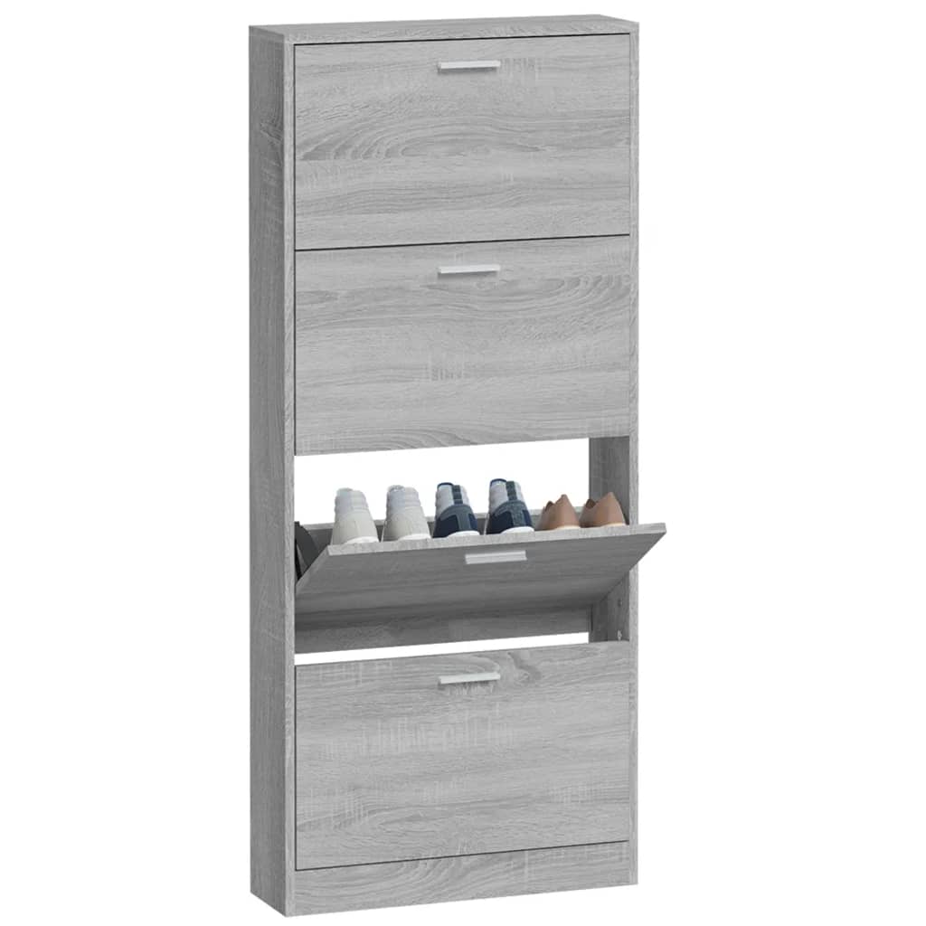 vidaXL Schoenenkast 59x17x150 cm bewerkt hout grijs sonoma