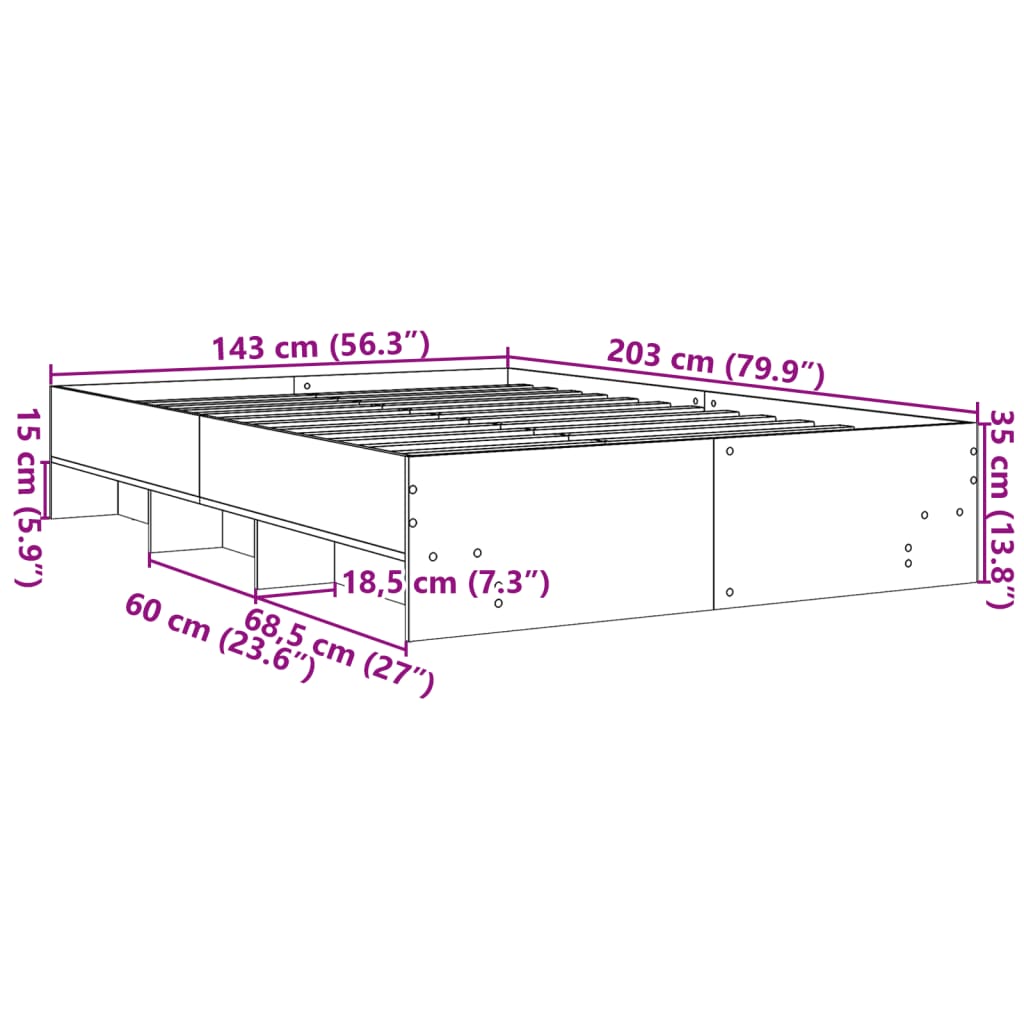 vidaXL Bedframe zonder matras hout sonoma eikenkleurig 140x200 cm