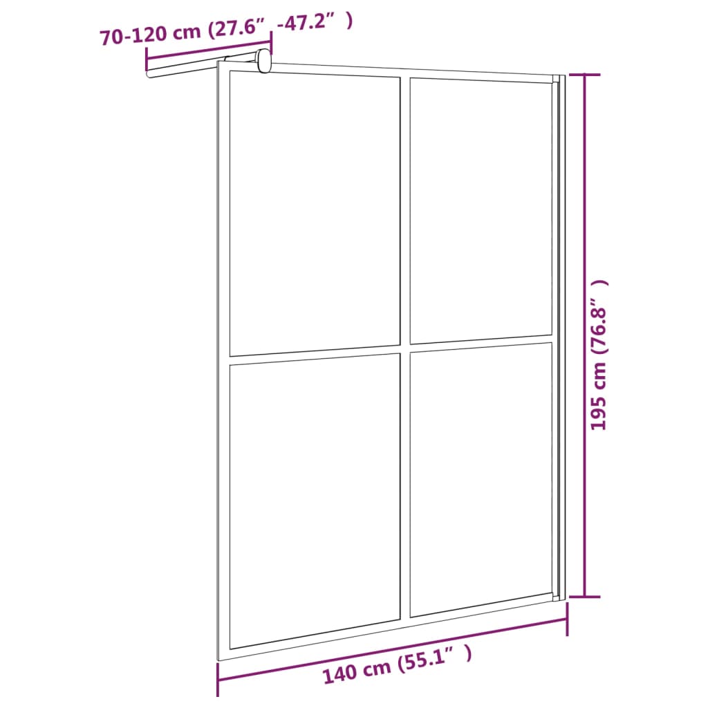 vidaXL Inloopdouchescherm 140x195 cm donker gehard glas