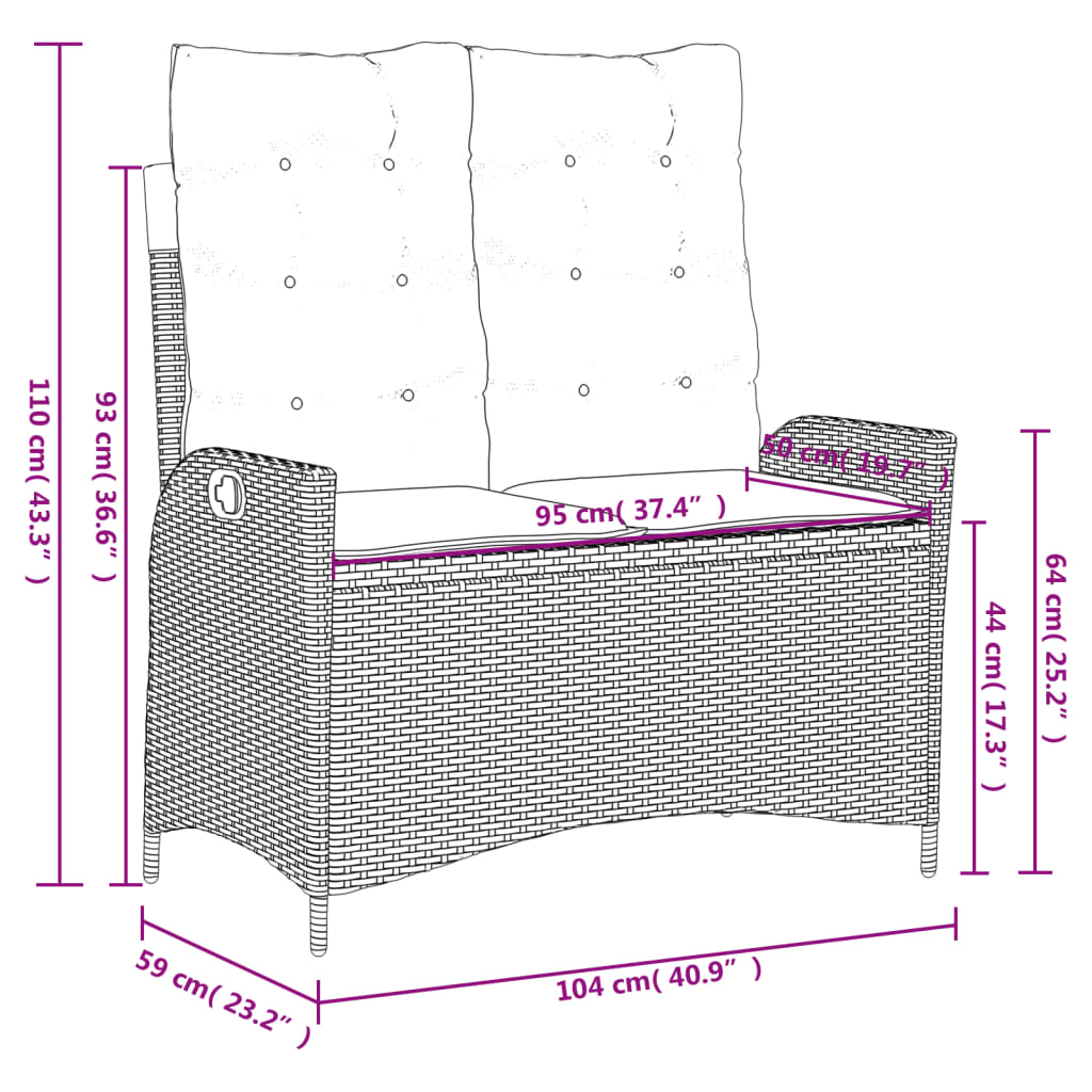 vidaXL 5-delige Tuinset met kussens poly rattan beige