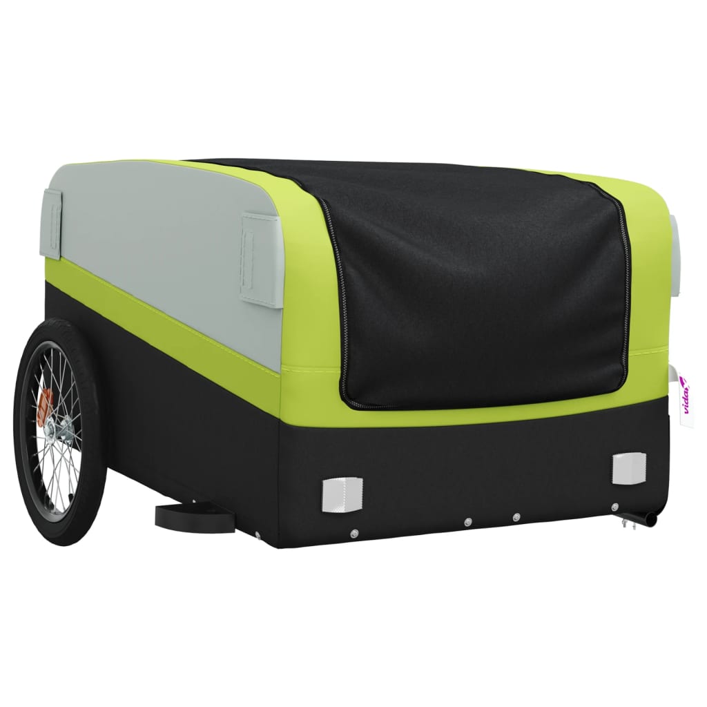 vidaXL Fietstrailer 45 kg ijzer zwart en groen