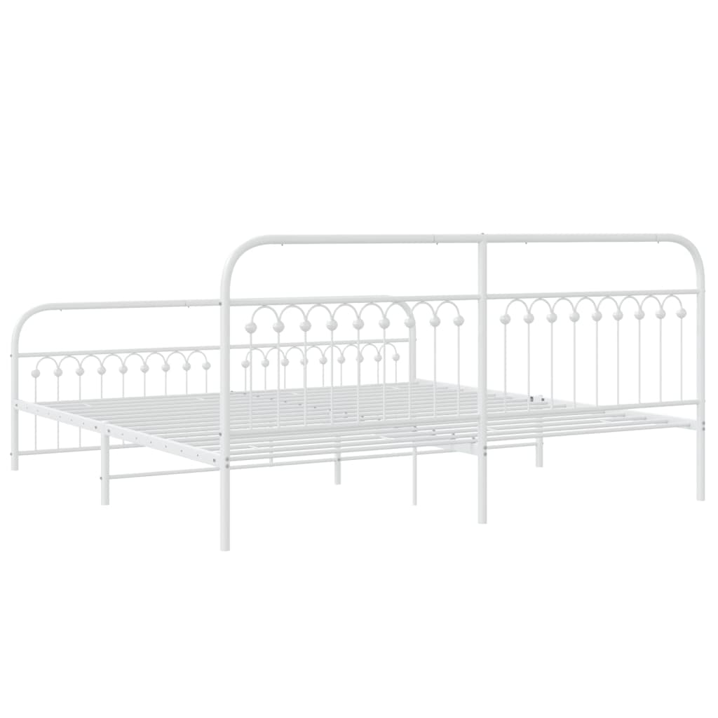 vidaXL Bedframe met hoofd- en voeteneinde metaal wit 200x200 cm