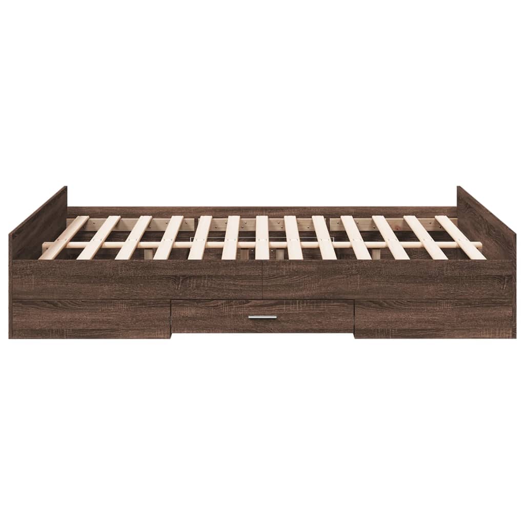 vidaXL Bedframe met lades bewerkt hout bruin eikenkleur 140x190 cm