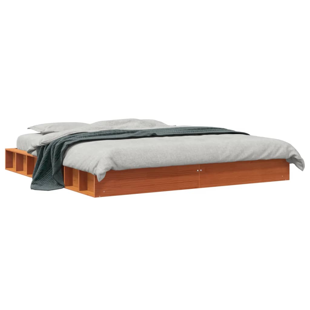 vidaXL Bedframe zonder matras massief grenenhout wasbruin 180x200 cm