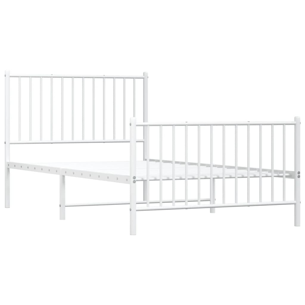 vidaXL Bedframe met hoofd- en voeteneinde metaal wit 100x190 cm