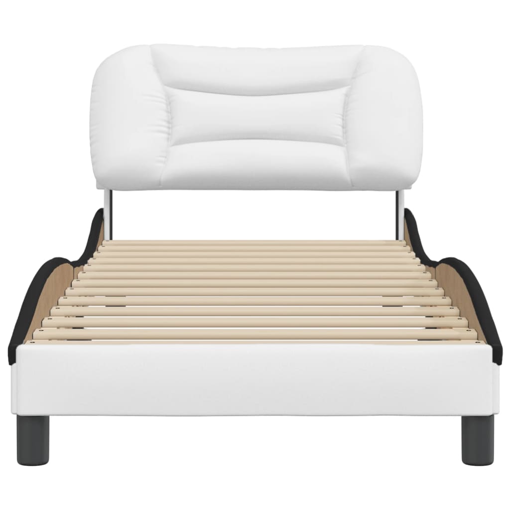 vidaXL Bedframe met hoofdbord kunstleer zwart en wit 90x190 cm