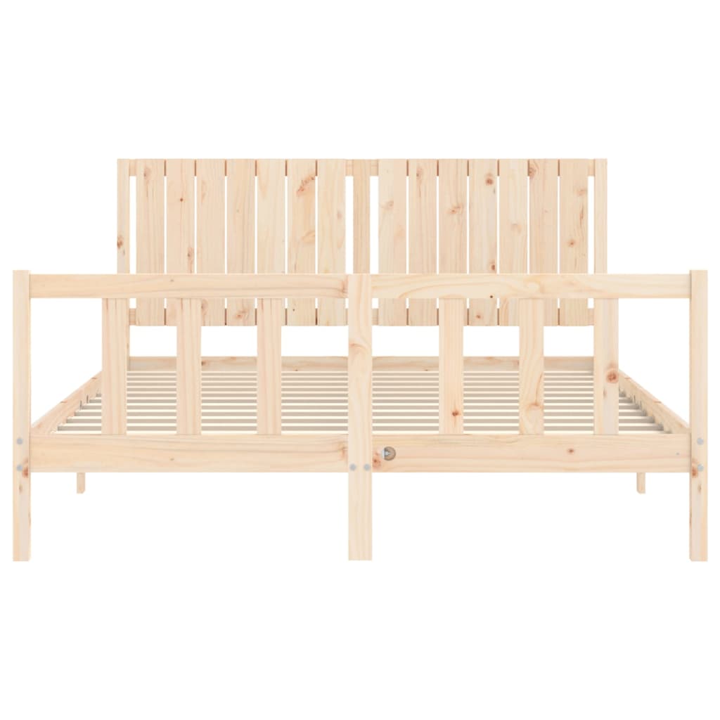 vidaXL Bedframe met hoofdbord massief hout 160x200 cm