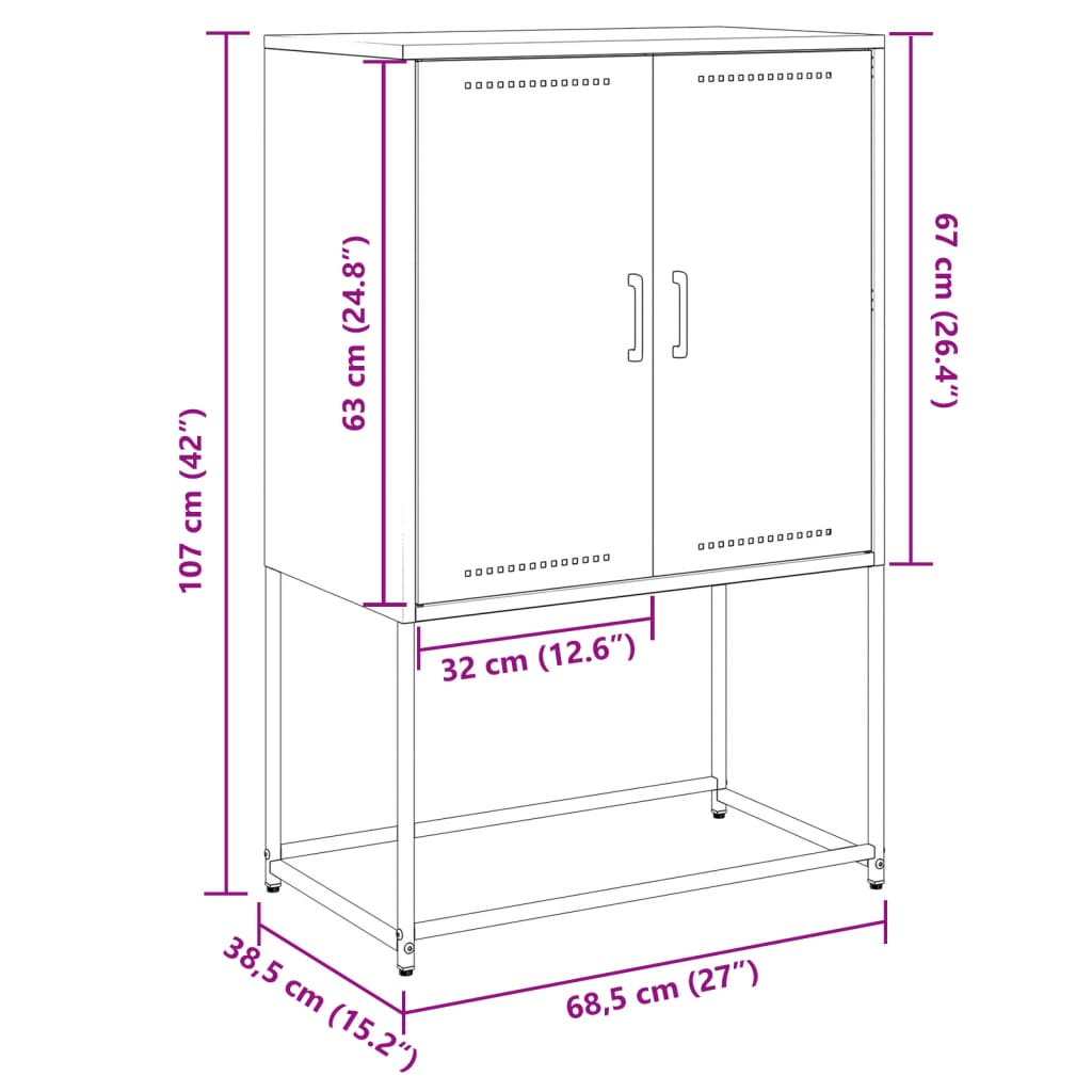 vidaXL Tv-meubel 68x39x60,5 cm staal antracietkleurig