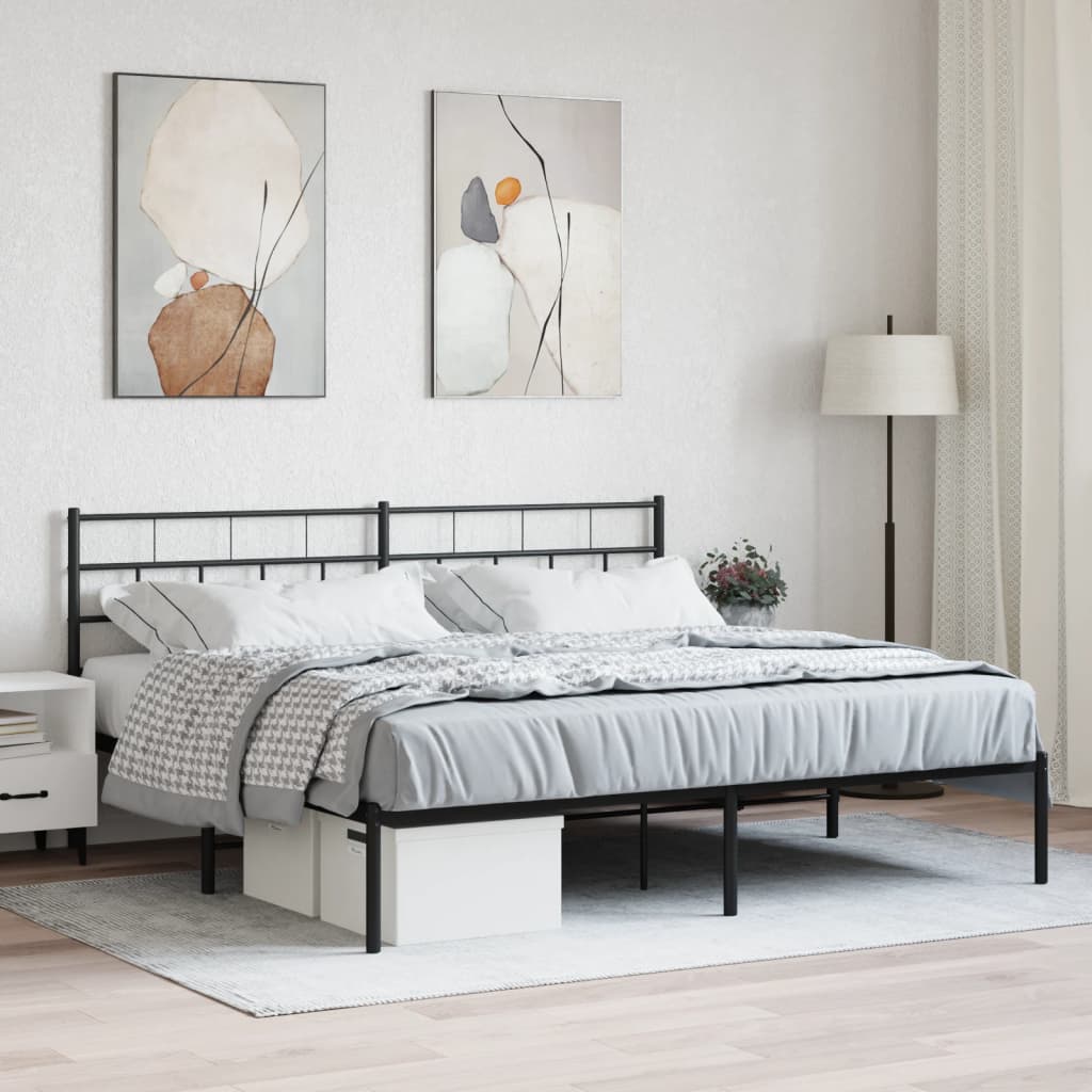 vidaXL Bedframe met hoofdbord metaal zwart 183x213 cm