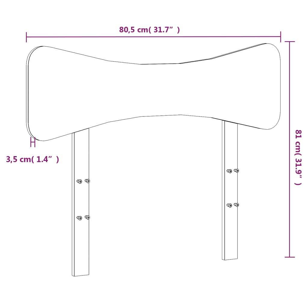 vidaXL Hoofdbord 75 cm massief grenenhout wasbruin